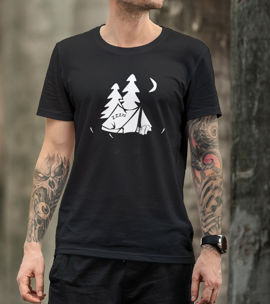 Camping Adventure Under Moonlit Pines #CampVibes Zzz Sleep Outside T-Shirt