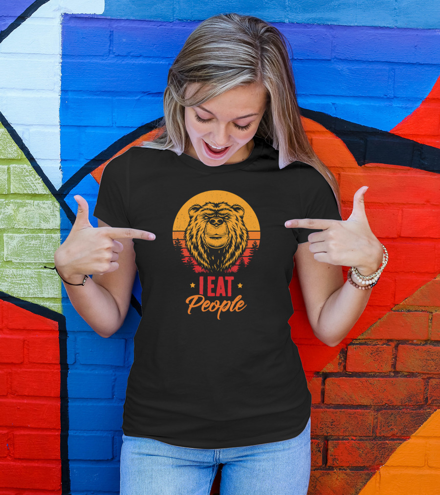 Camping Hiking I Hate People I Eat People Bear T-Shirt