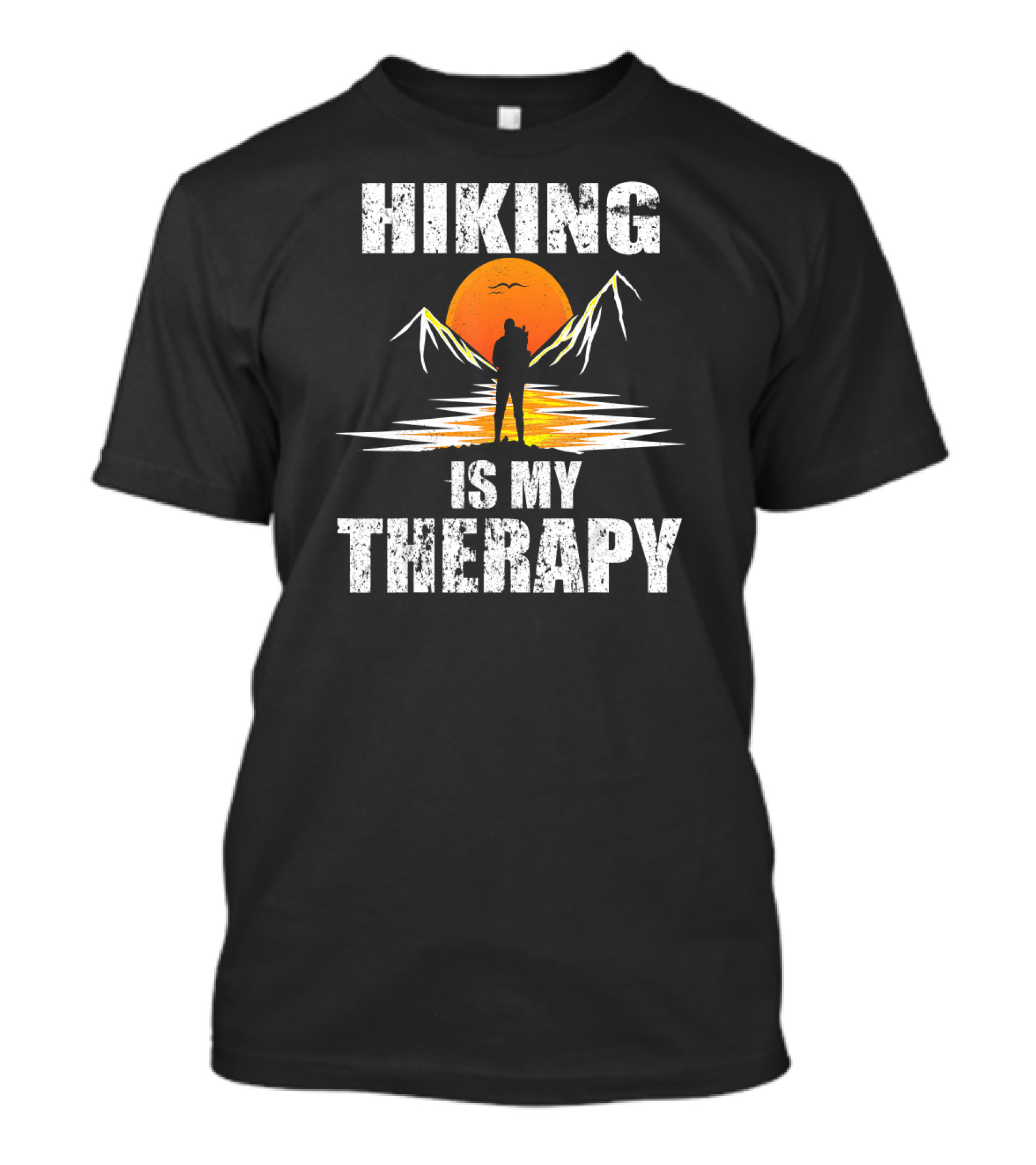 Hiking Is My Therapy Sunset Mountain T-Shirt