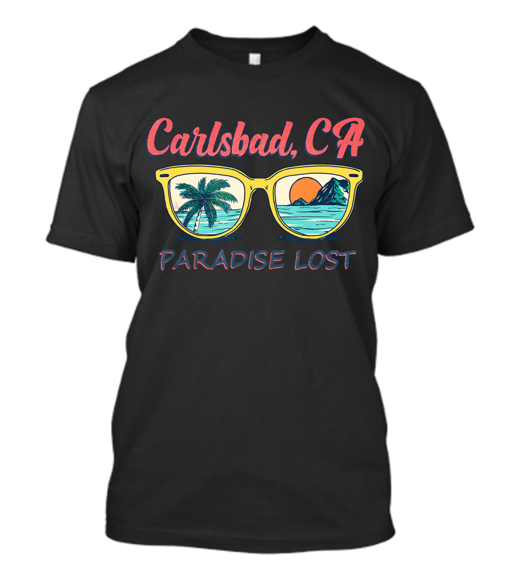Carlsbad CA Beach Sunglasses Palm Trees Paradise Lost T-Shirt