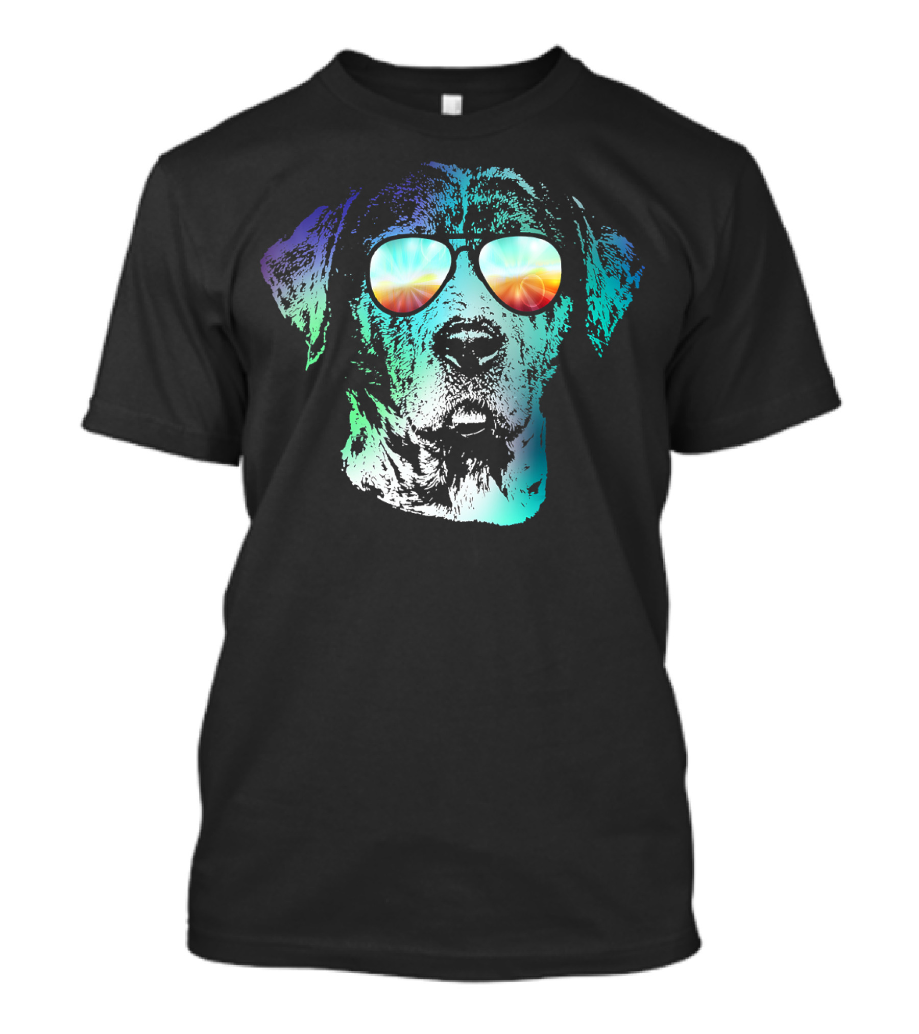 Catahoula Cur Neon Dog Psychedelic Sunglasses T-Shirt