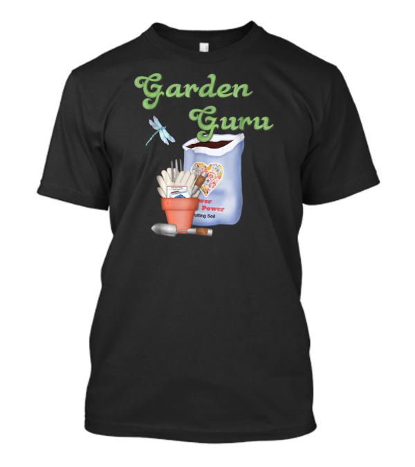 Garden Guru Flower Power Potting Soil Dragonfly T-Shirt