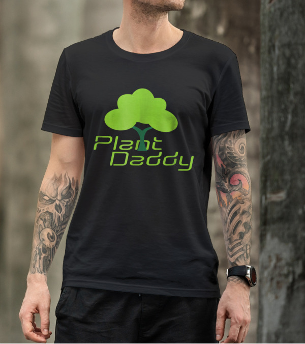 Plant Daddy Gardening Tree Silhouette Green Text T-Shirt
