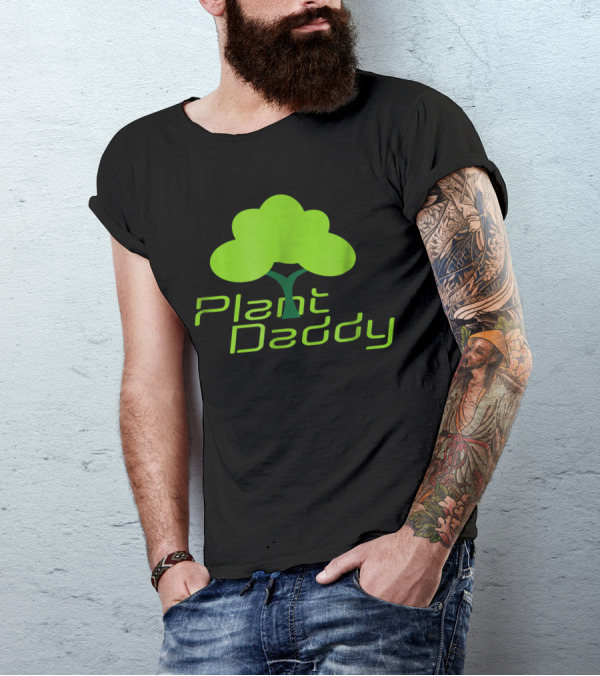 Plant Daddy Gardening Tree Silhouette Green Text T-Shirt