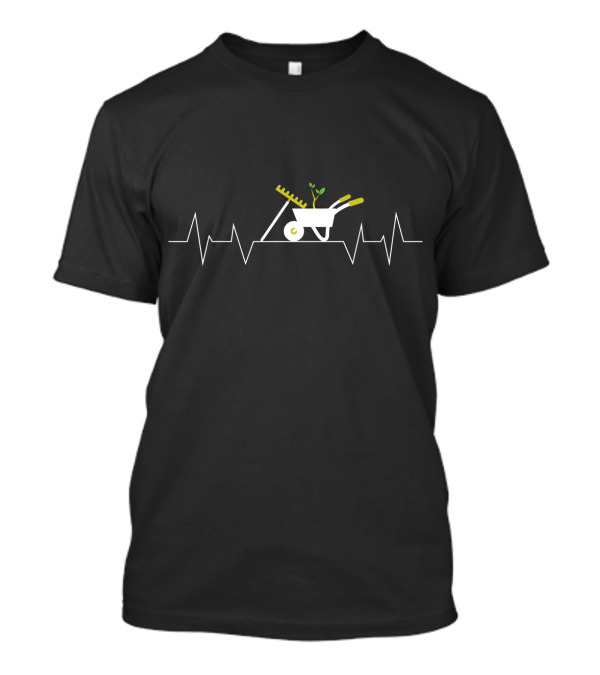 Gardening Men Heartbeat Wheelbarrow And Tools T-Shirt