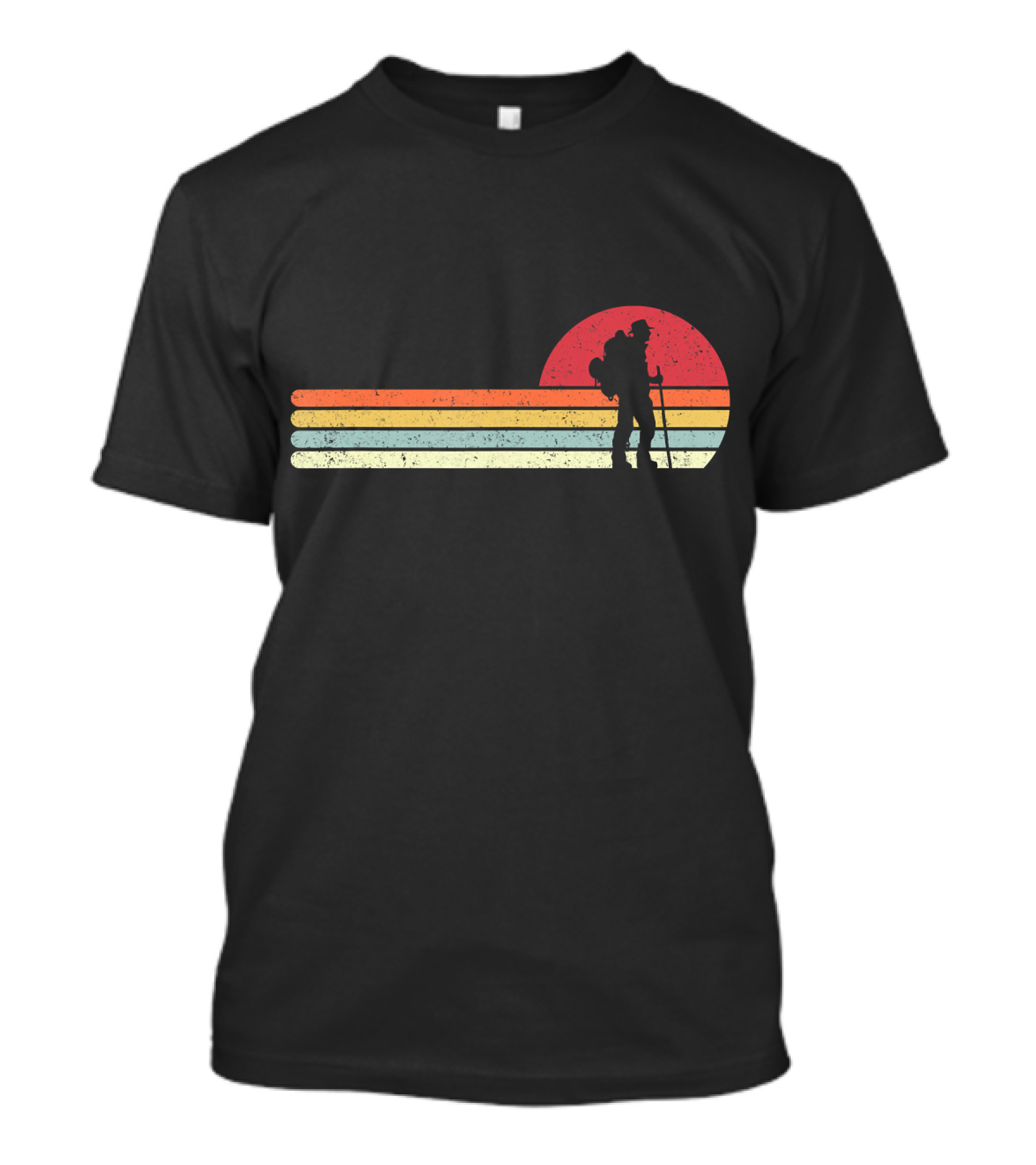 Hiking Retro Style Silhouette Sunset Horizon T-Shirt
