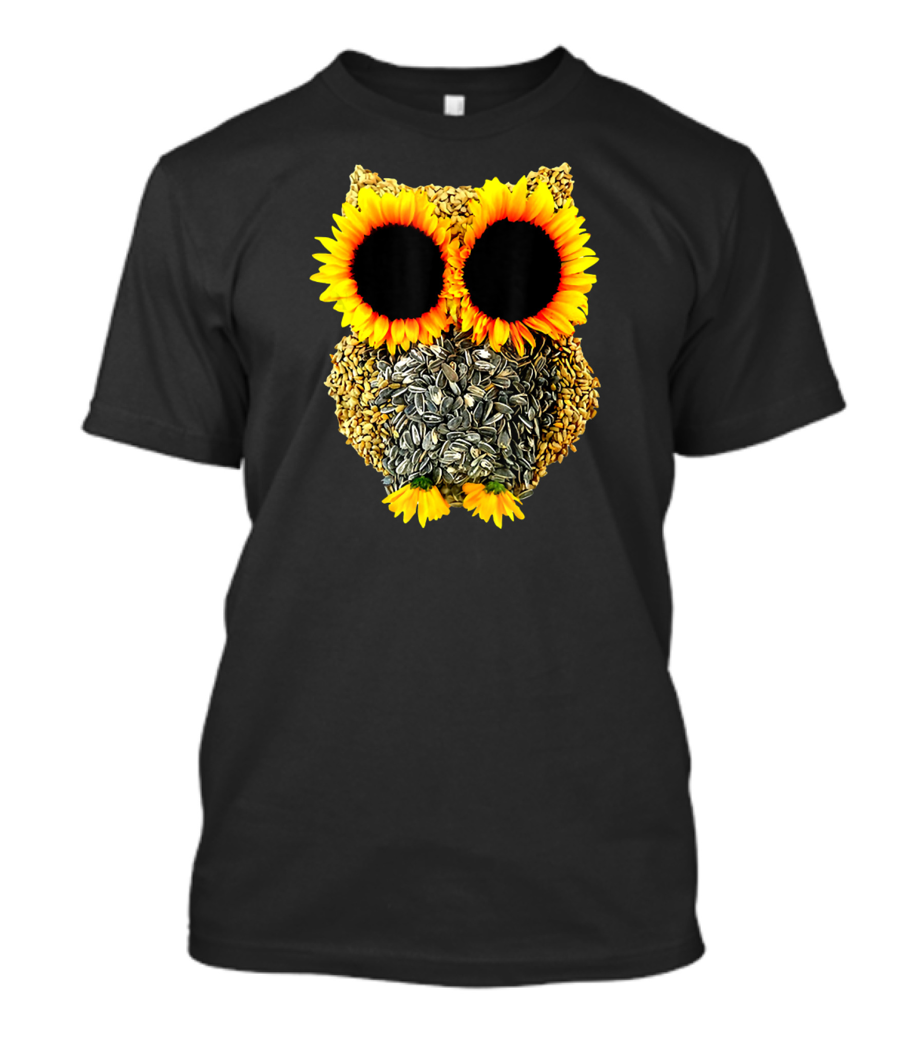 Hippie Owl Sunflower Eyes Retro Fun T-Shirt