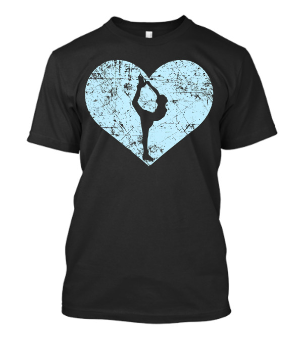 I Love Figure Skating Ice Skater In Heart Shape Background T-Shirt