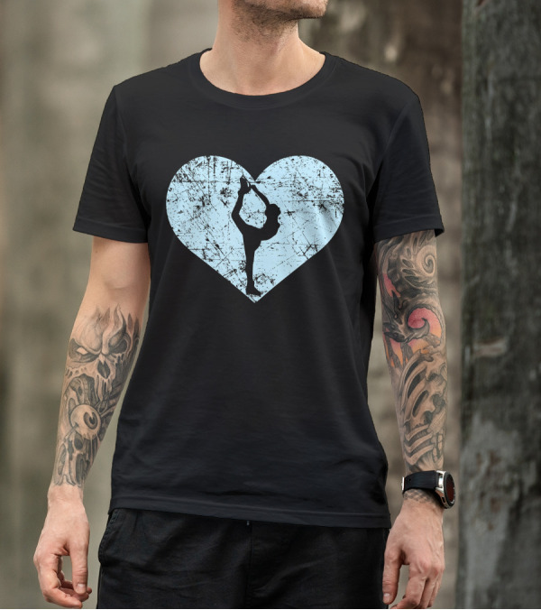 I Love Figure Skating Ice Skater In Heart Shape Background T-Shirt