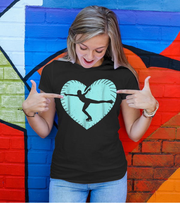 I Love Figure Skating Heart-Shaped T-Shirt