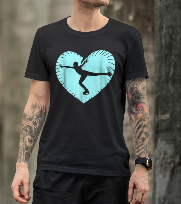 I Love Figure Skating Heart-Shaped T-Shirt