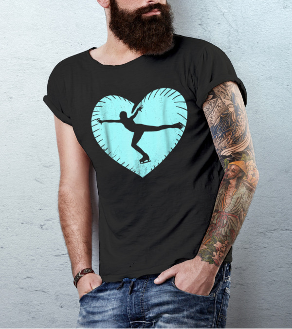 I Love Figure Skating Heart-Shaped T-Shirt