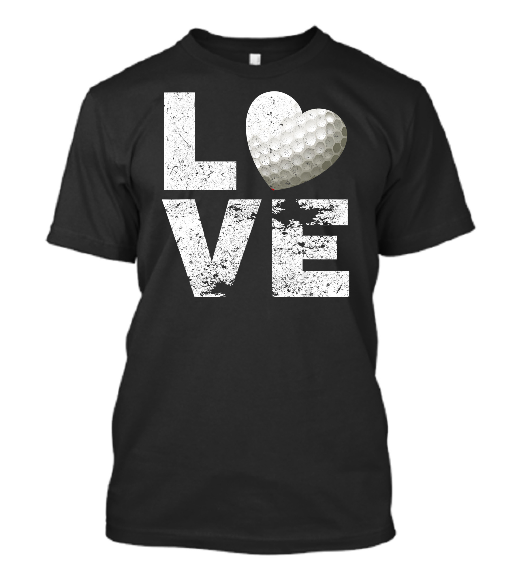 I Love Golf Funny Golfer Moms Dads Love Heart Golf Ball T-Shirt