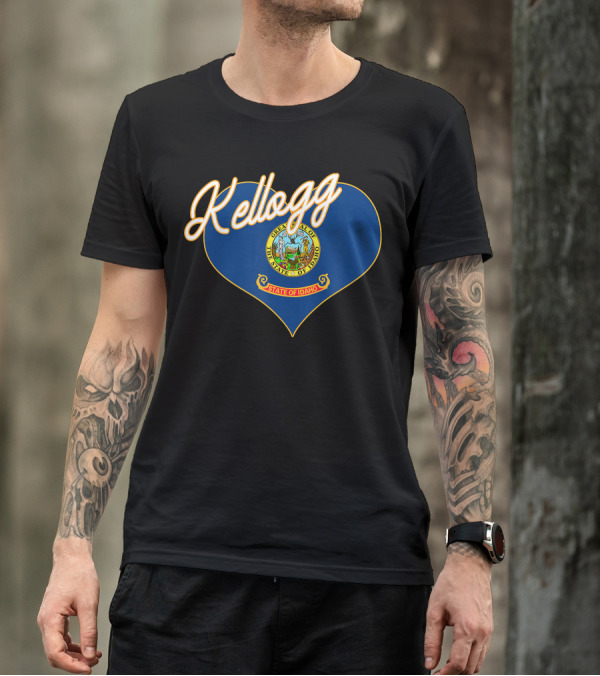 Kellogg Idaho State Flag Heart T-Shirt