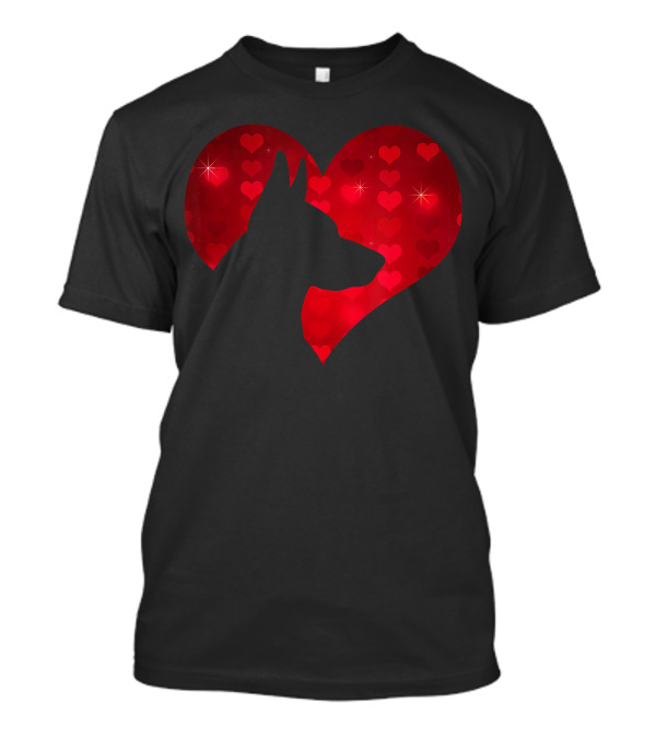I Love My German Shepherd Dog Red Heart Valentine T-Shirt