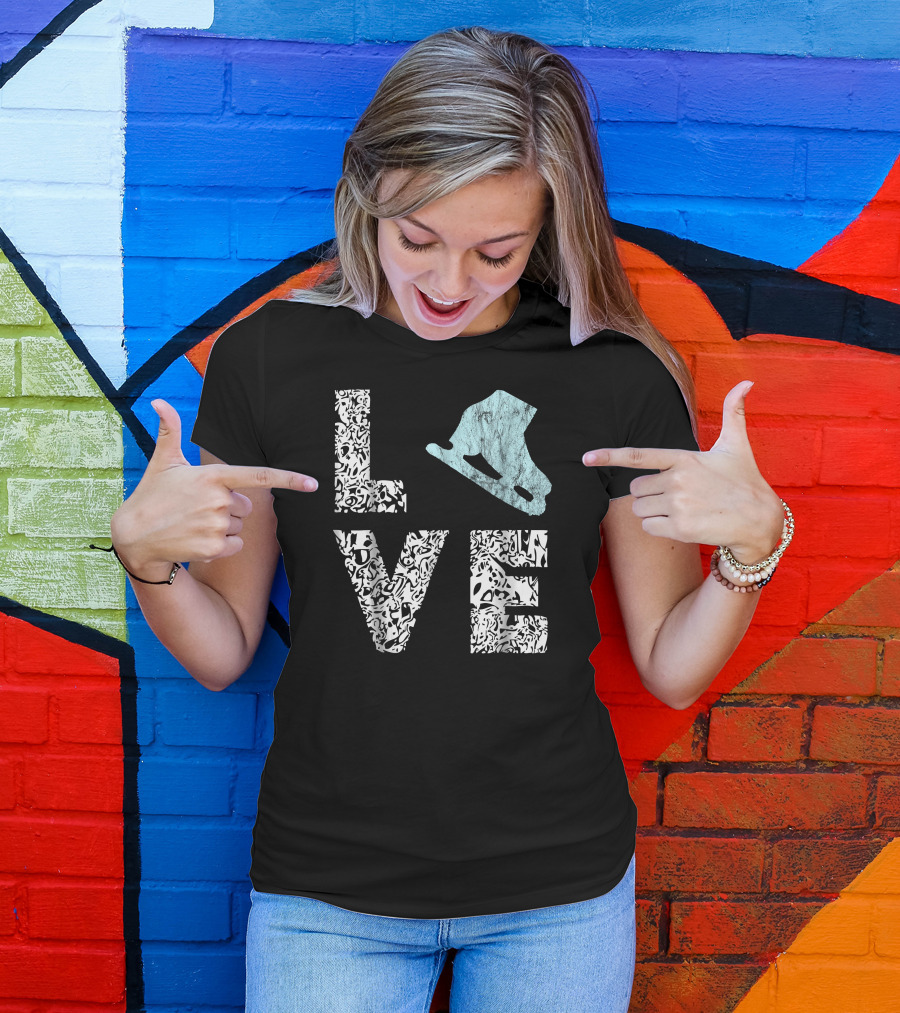 Love Ice Skating Shoes Figure Skating Ice Skater T-Shirt