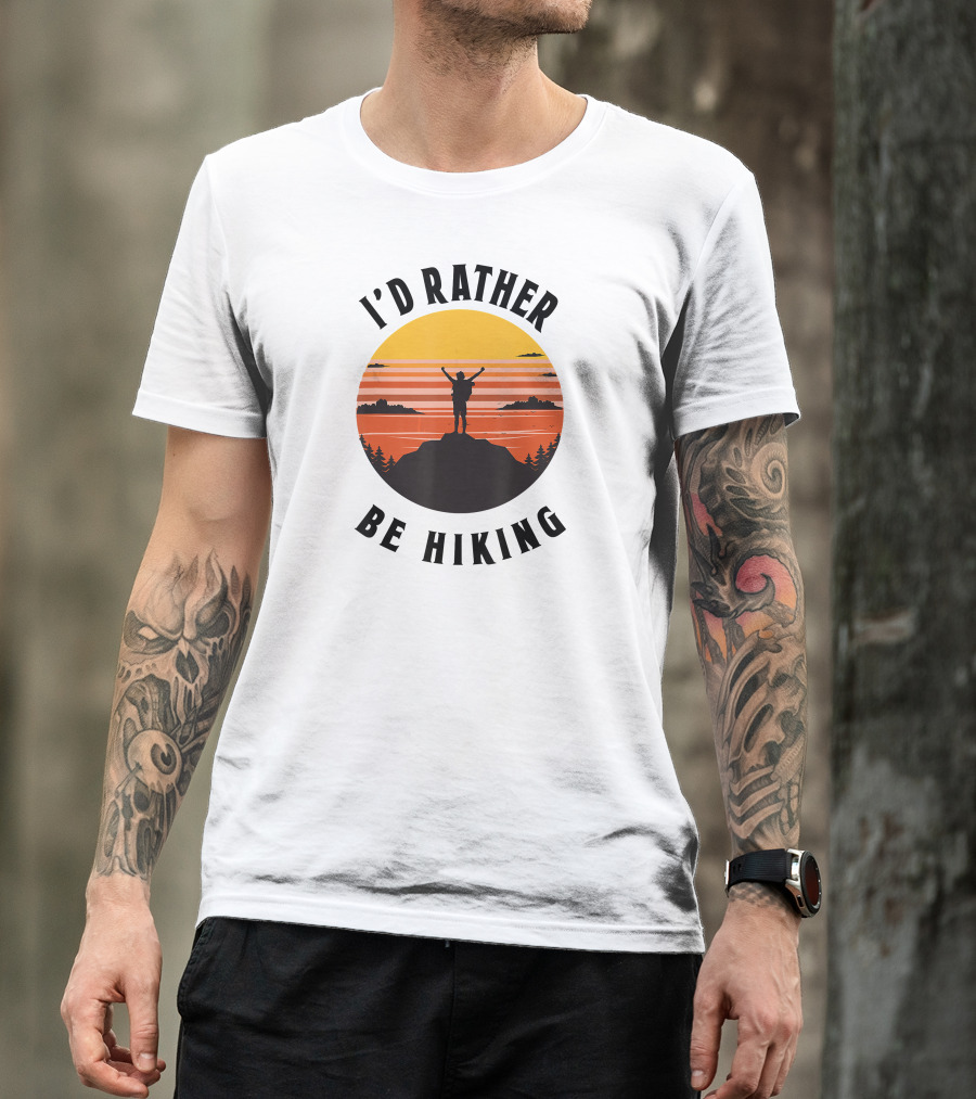 I'd Rather Be Hiking Sunset T-Shirt