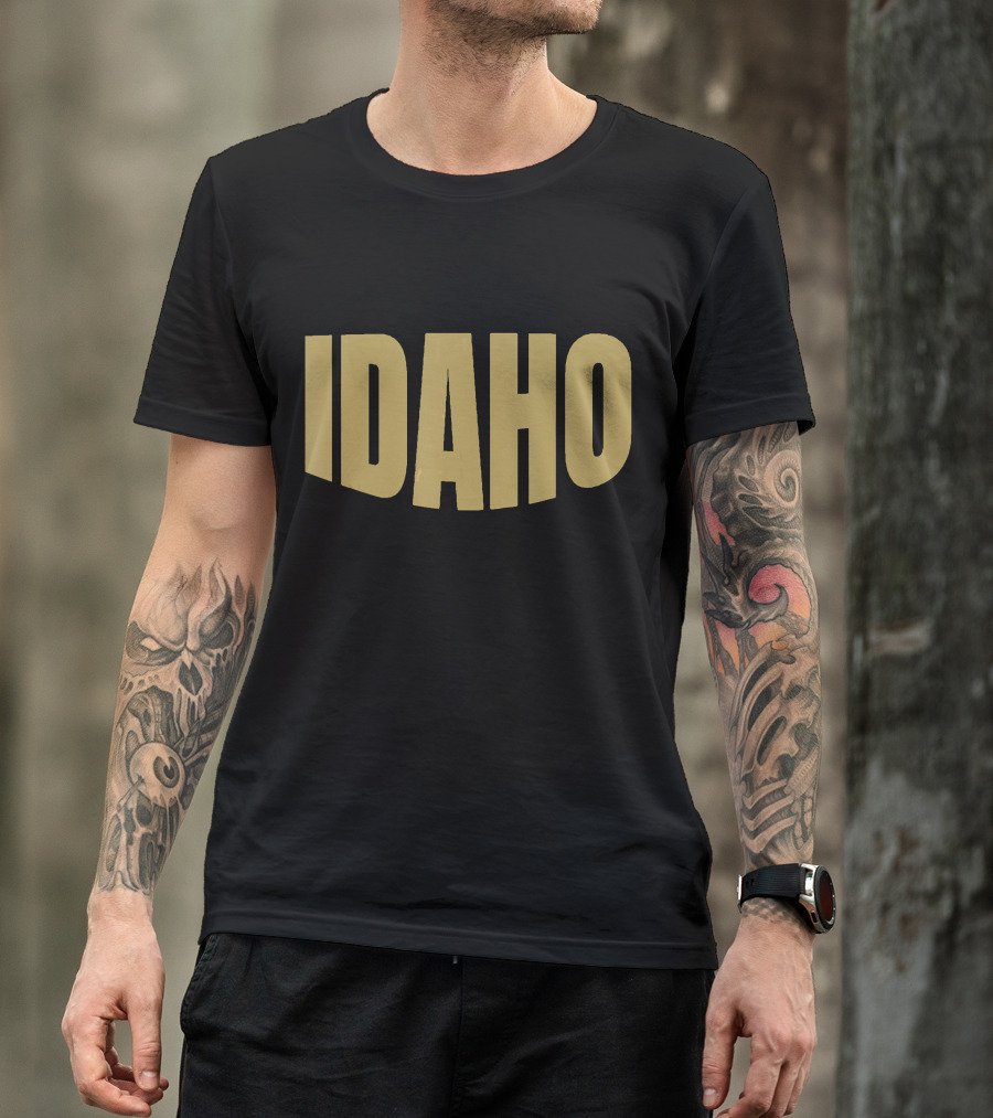 Idaho Large Bold Gold Lettering T-Shirt