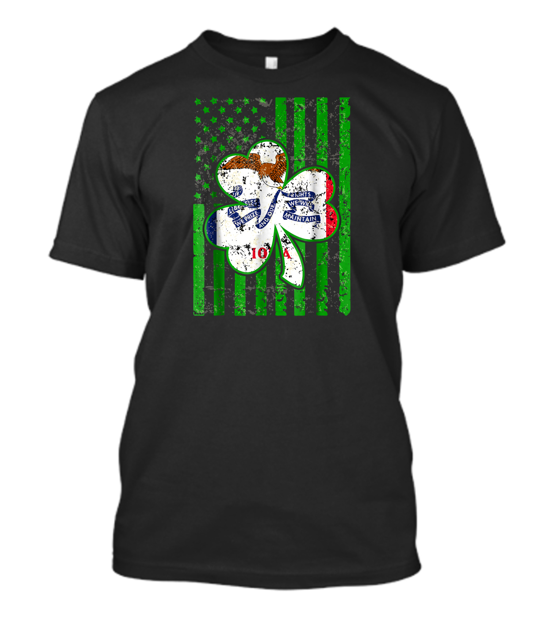 Iowa Irish American Flag Shamrock St Patrick's Day T-Shirt
