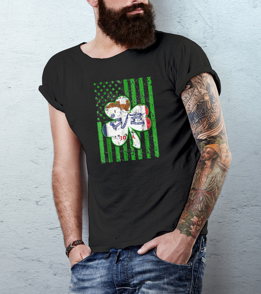 Iowa Irish American Flag Shamrock St Patrick's Day T-Shirt