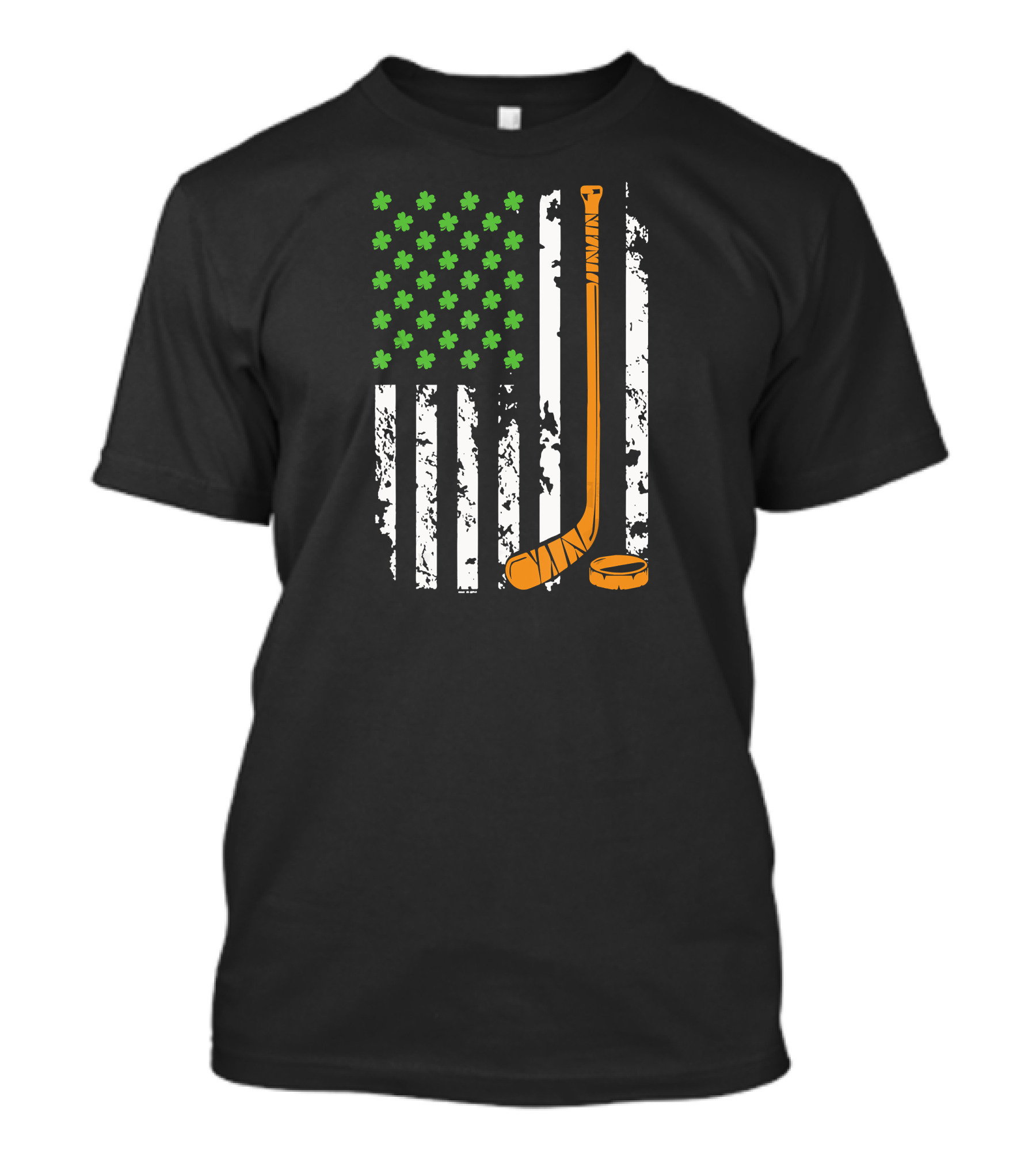 Irish American Shamrock Hockey Stick Flag T-Shirt