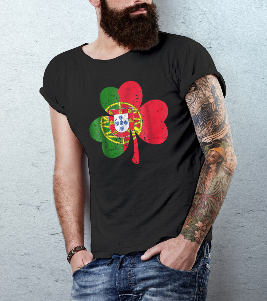 Ireland Portugal Shamrock Flag Combination T-Shirt