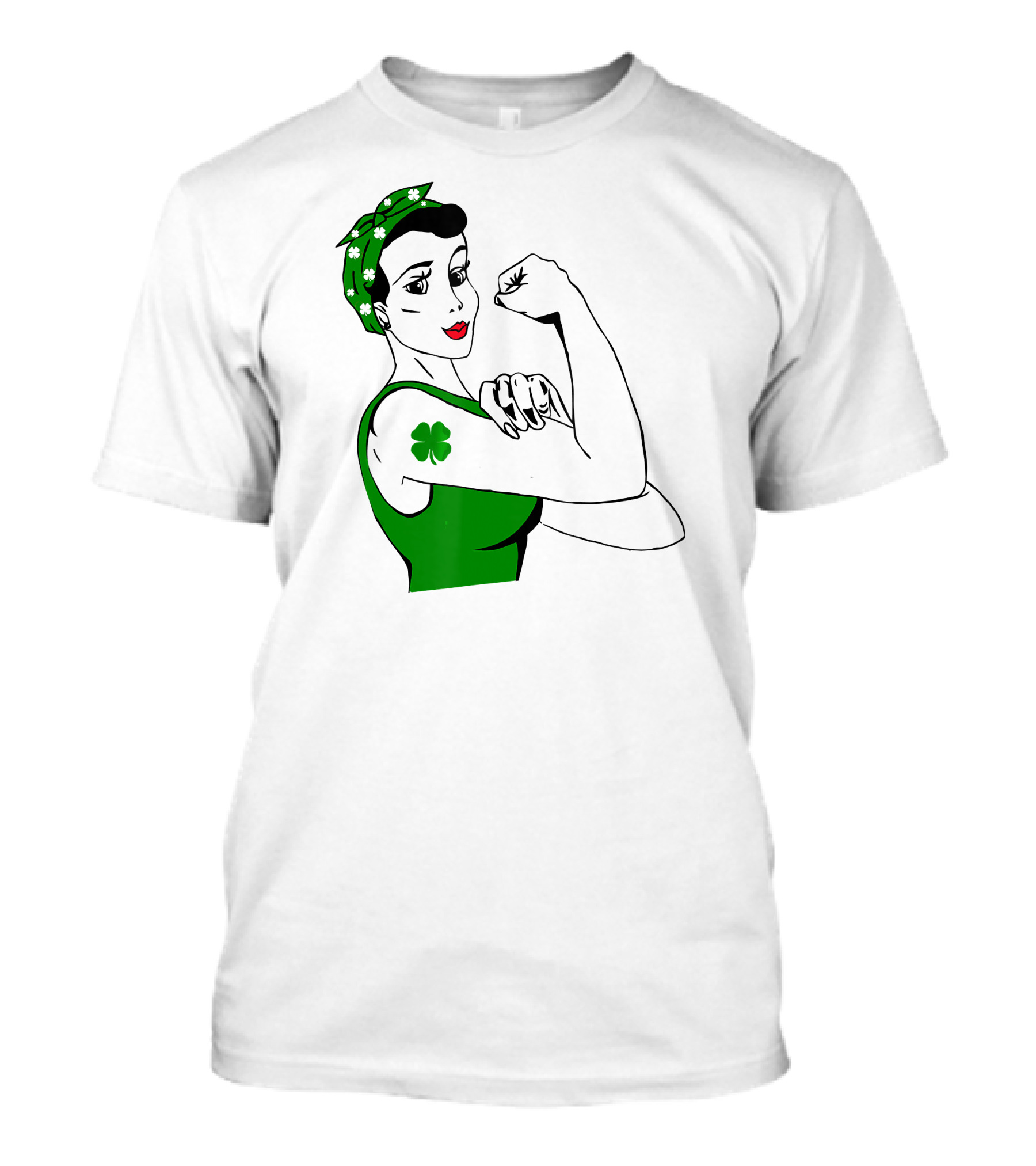 Rosie The Riveter Irish Shamrock St Patricks Iconic T-Shirt