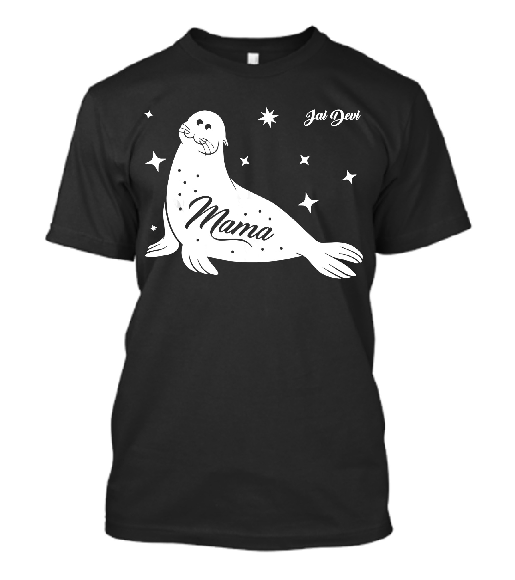 Jai DeVi Mama Seal With Stars And Leopard Spots T-Shirt