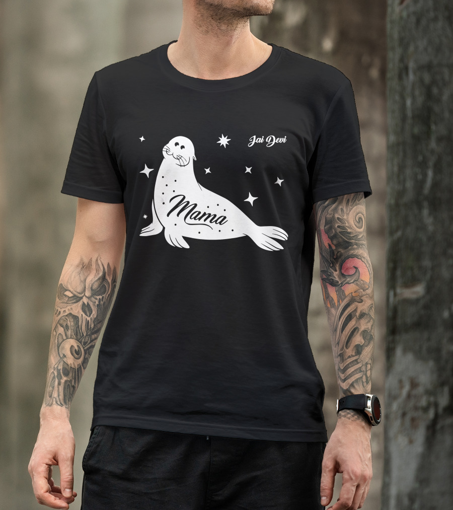 Jai DeVi Mama Seal With Stars And Leopard Spots T-Shirt