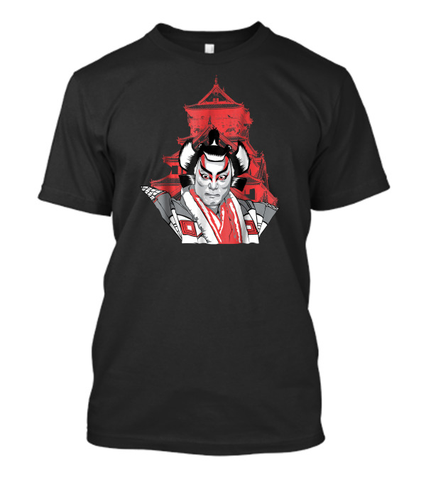 Kabuki Actor With Traditional Japanese Castle In Tokyo Japan T-Shirt