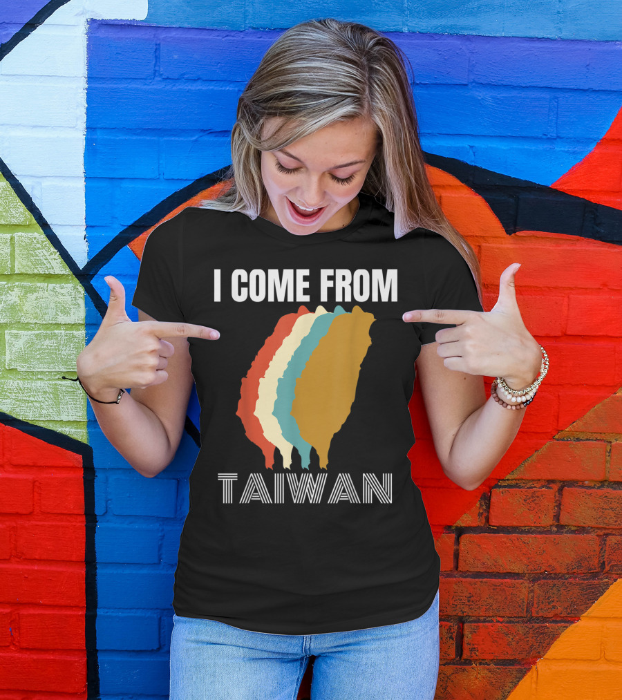 I Come From Taiwan Colorful Silhouette Map T-Shirt