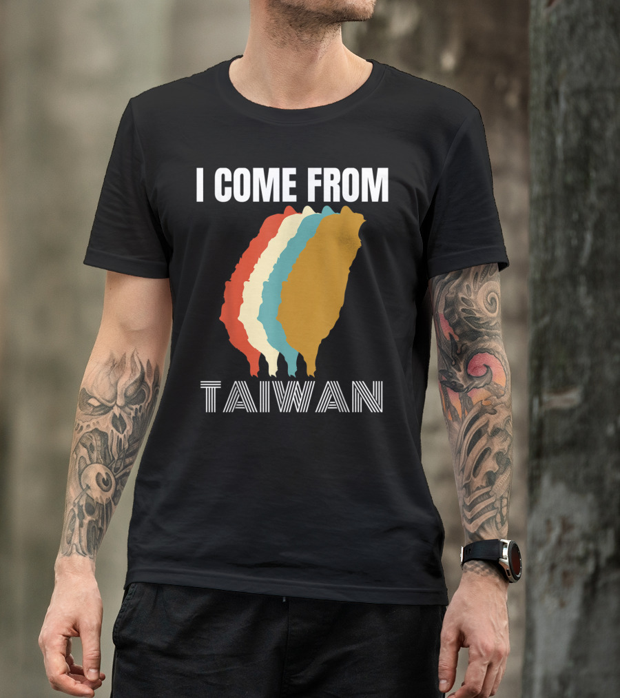 I Come From Taiwan Colorful Silhouette Map T-Shirt