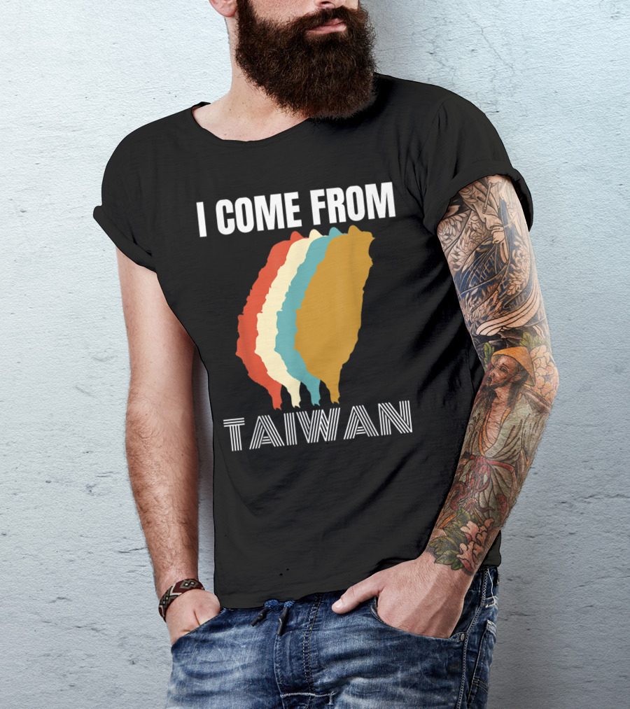 I Come From Taiwan Colorful Silhouette Map T-Shirt
