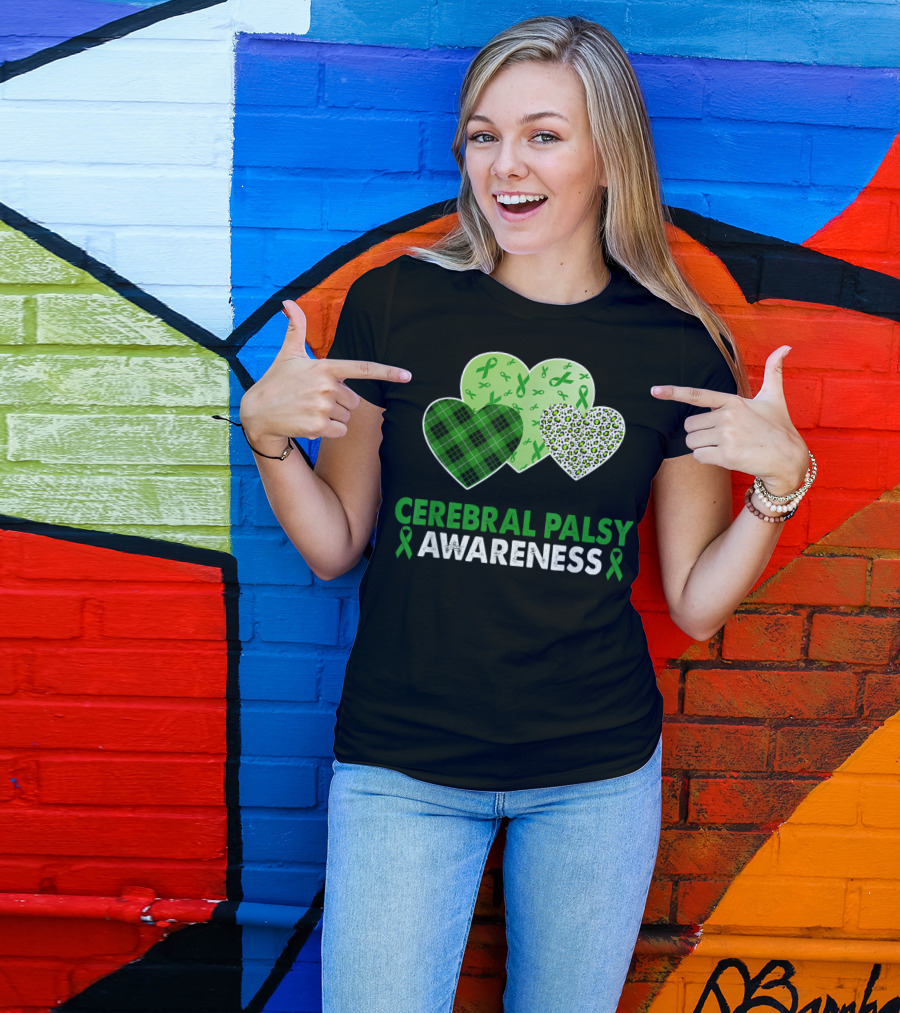 Cerebral Palsy Awareness Heart Leopard Plaid T-Shirt