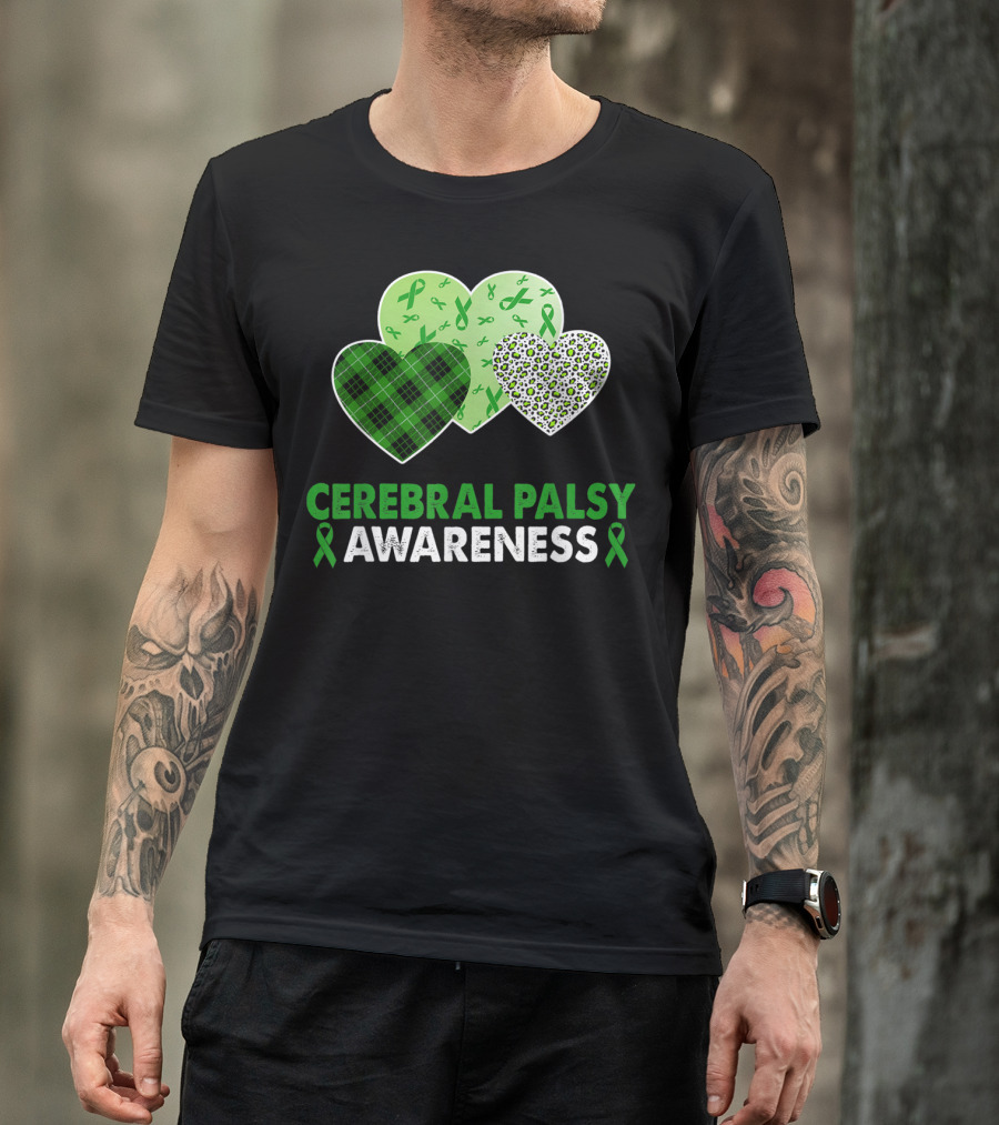 Cerebral Palsy Awareness Heart Leopard Plaid T-Shirt