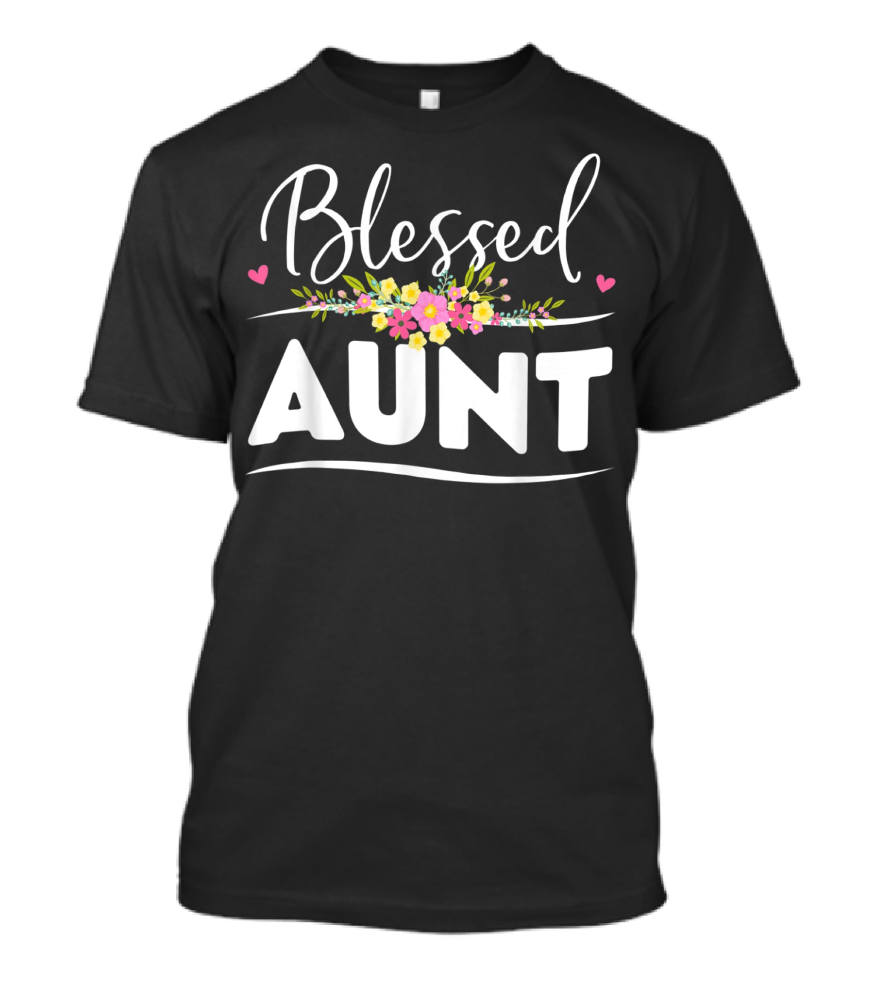 Blessed Aunt Floral Aunt Heart Accents Floral Arrangement T-Shirt