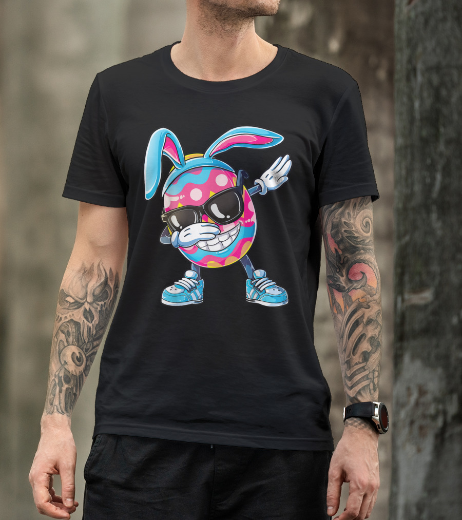 Dabbing Easter Egg With Bunny Ears And Sunglasses T-Shirt