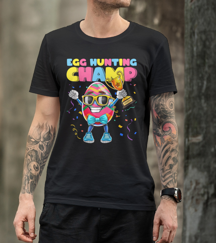 Egg Hunting Champ Easter Egg Champion Trophy Confetti T-Shirt