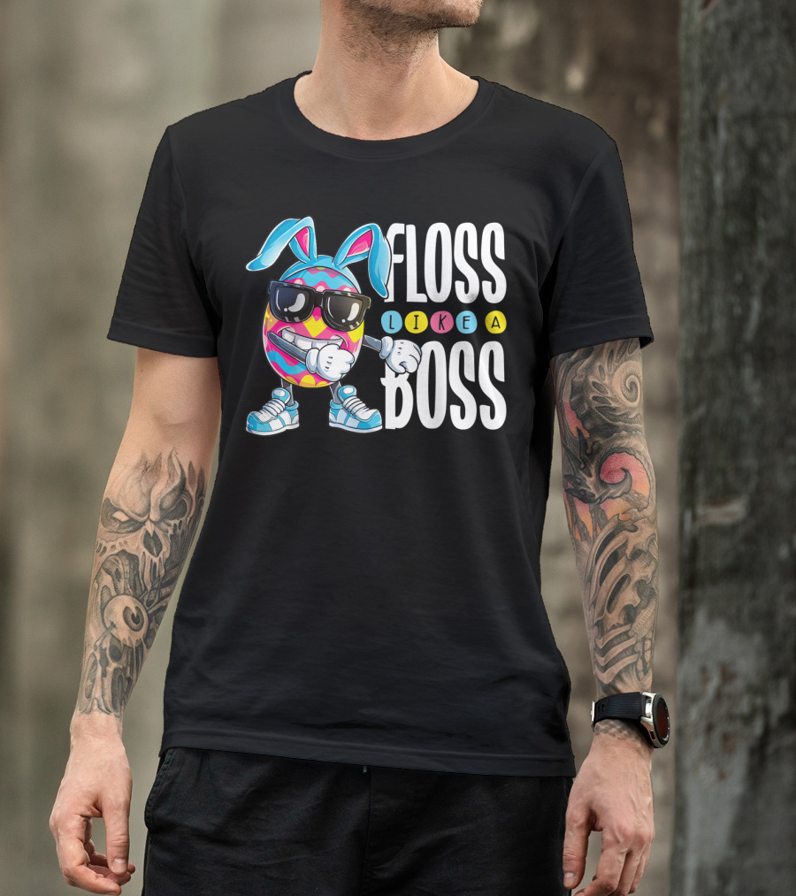 Floss Like A Boss Easter Egg Bunny Boys Flossing T-Shirt
