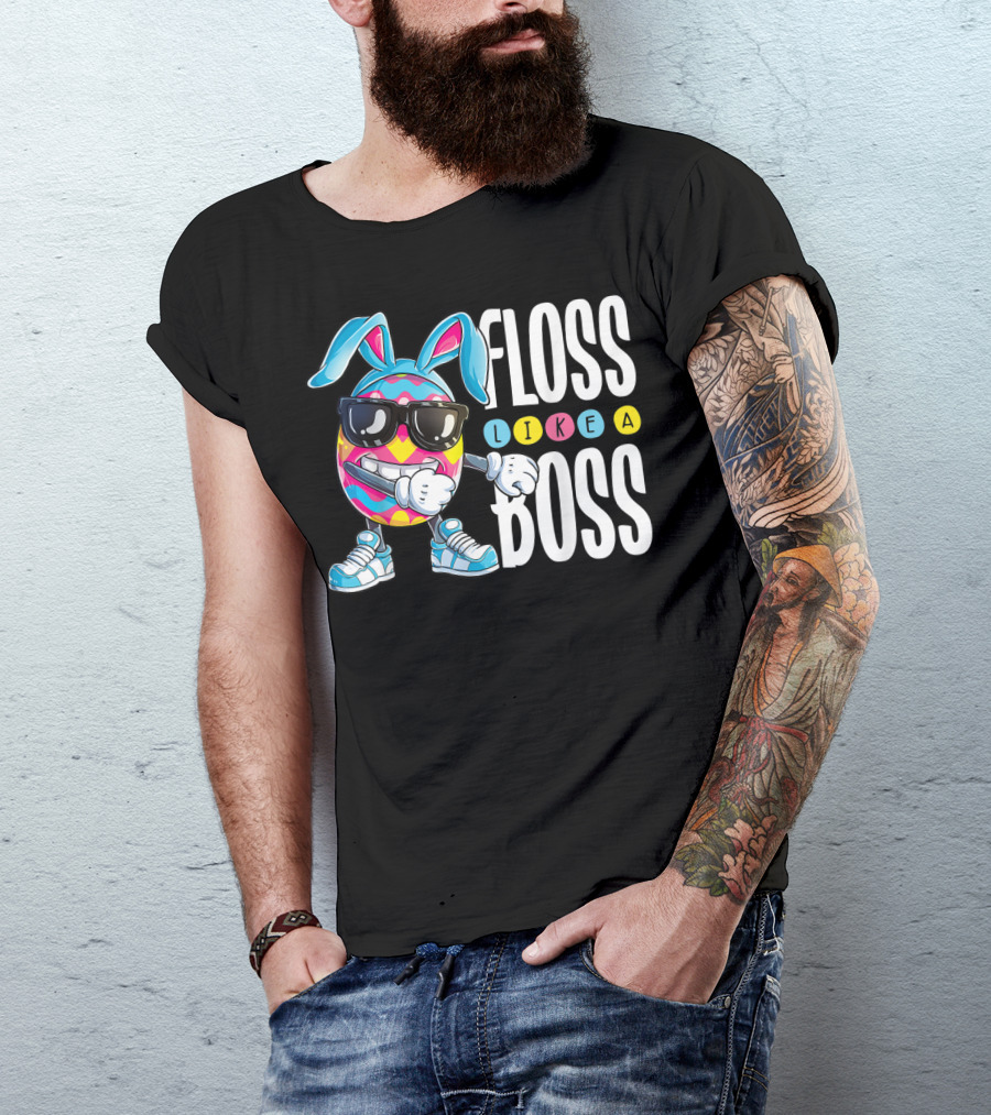 Floss Like A Boss Easter Egg Bunny Boys Flossing T-Shirt