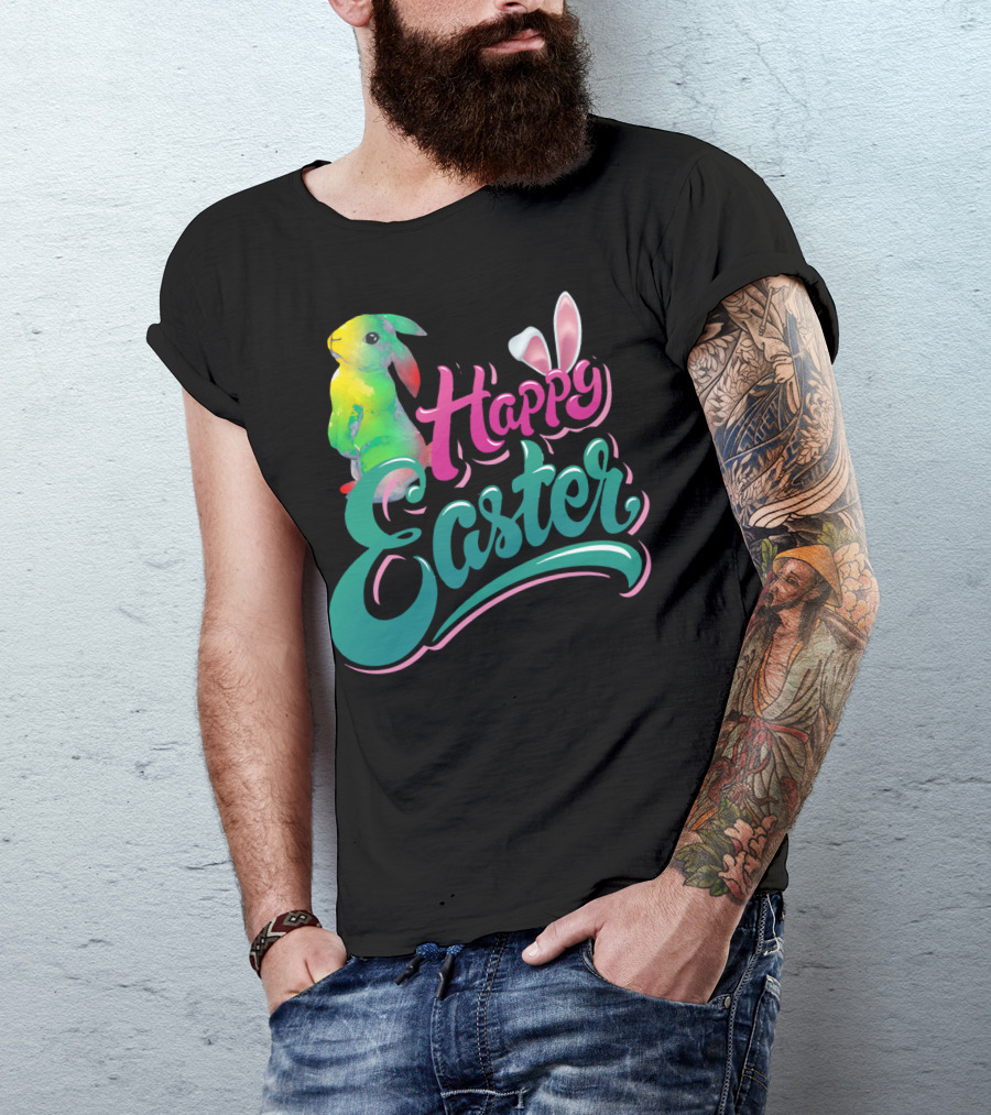 Happy Easter Watercolor Bunny Vibrant T-Shirt