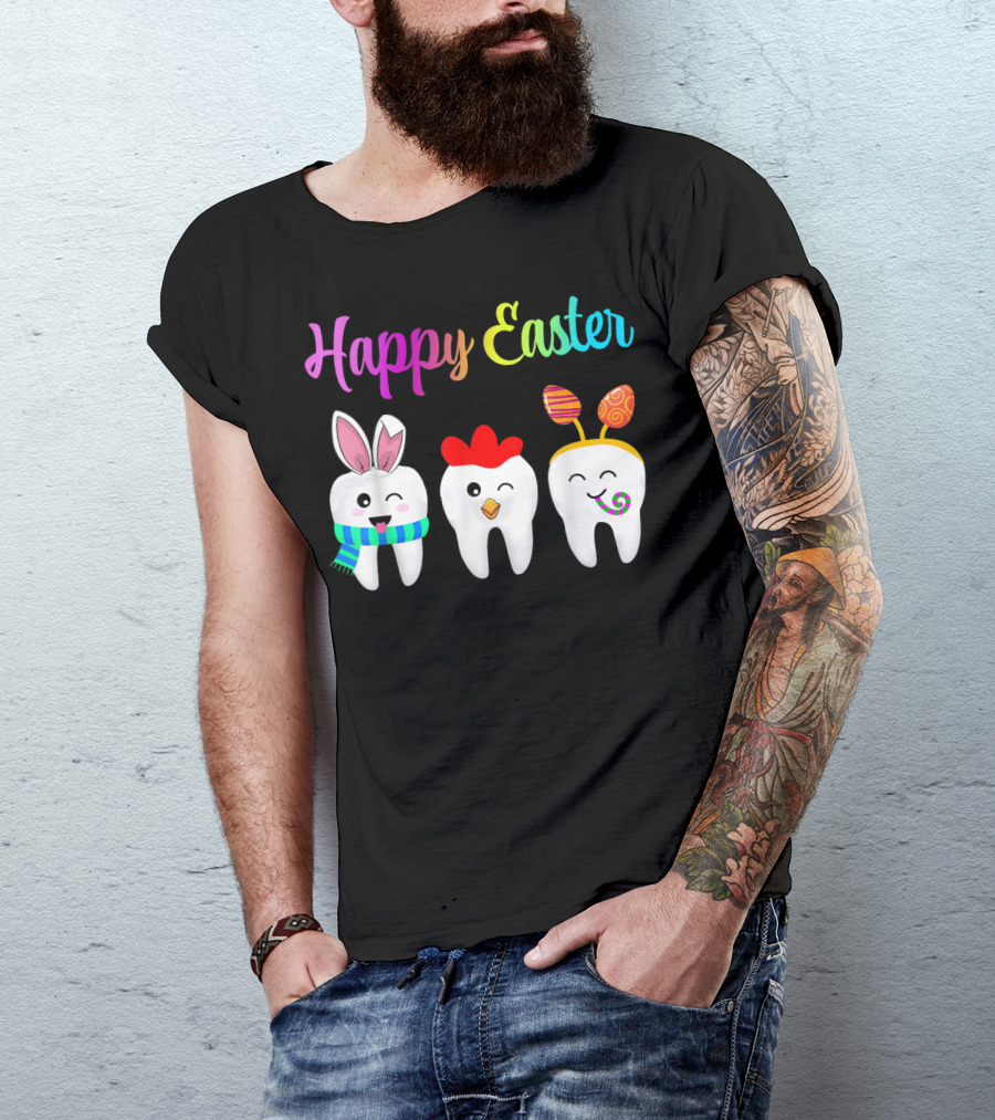 Happy Easter Tooth Bunny Chick Rabbit Eggs T-Shirt