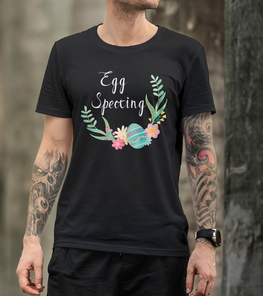 Egg Specting Pregnancy Announcement Floral Easter T-Shirt