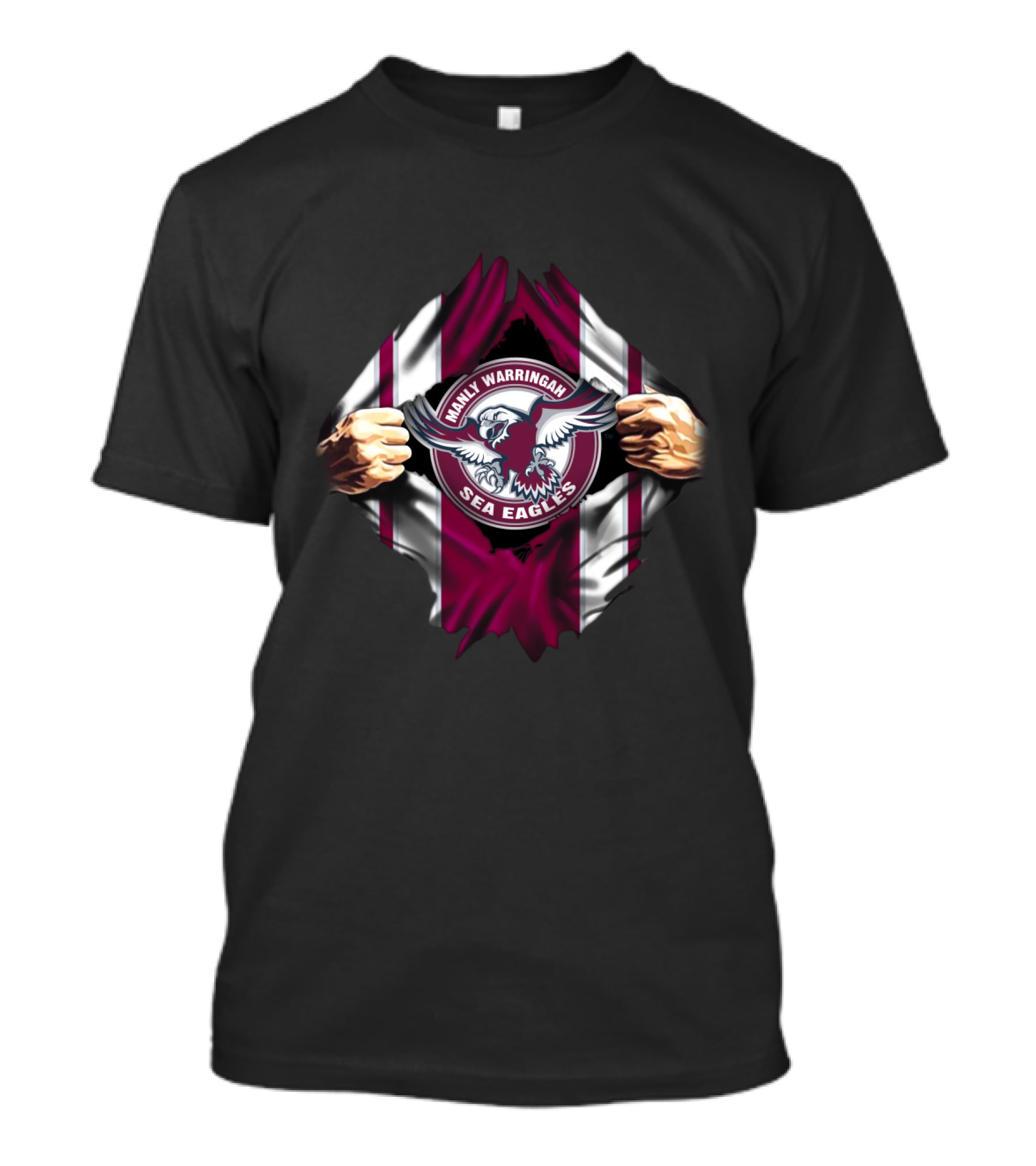 Manly Warringah Sea Eagles Emblem Torn Flag T-Shirt