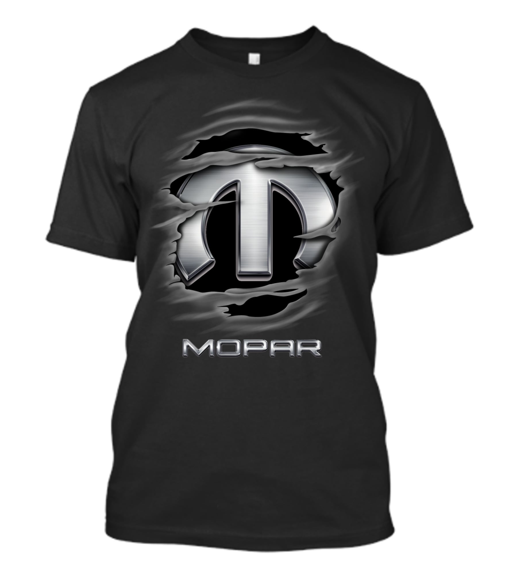 Mopar Metal Emblem Design Torn Steel Effect T-Shirt