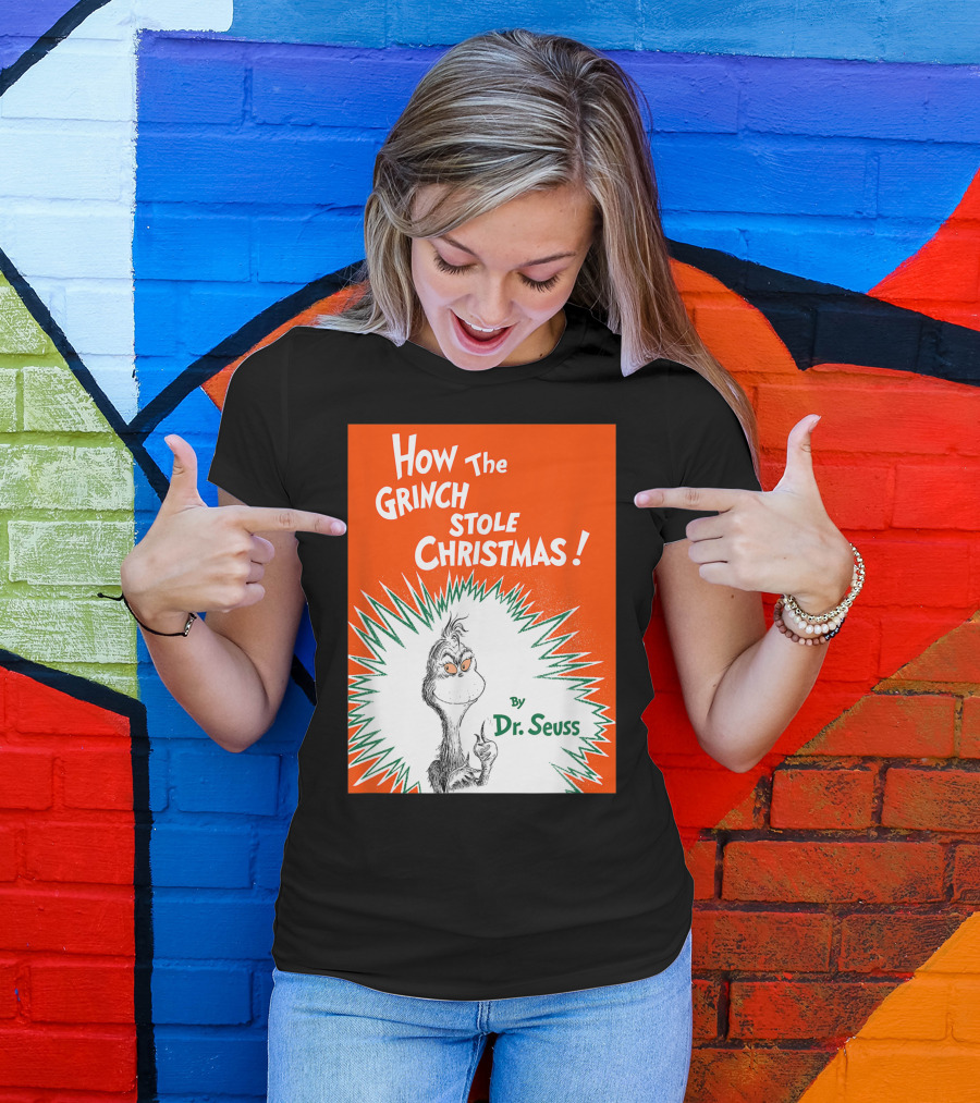 How The Grinch Stole Christmas By Dr. Seuss Book Cover T-Shirt