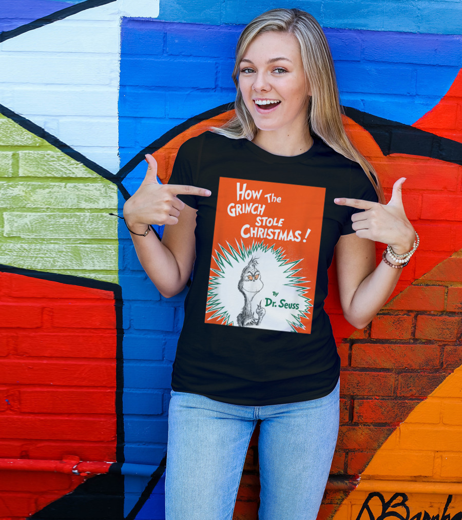 How The Grinch Stole Christmas By Dr. Seuss Book Cover T-Shirt