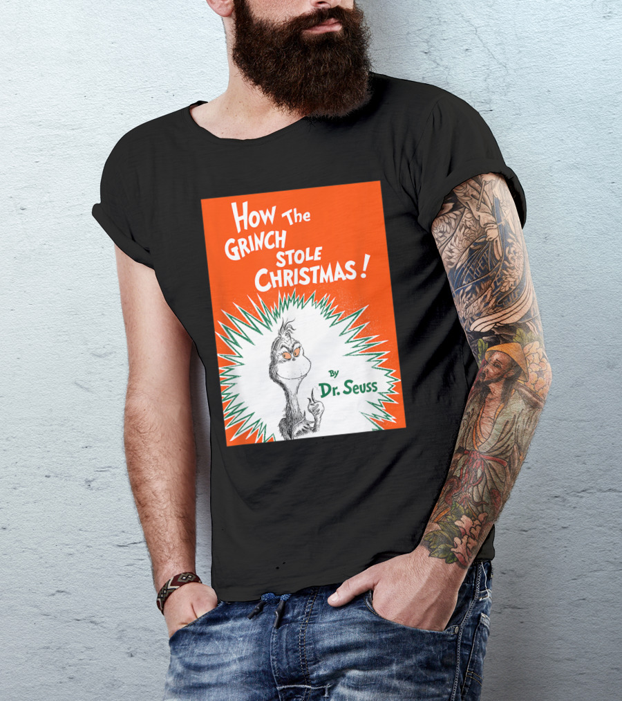 How The Grinch Stole Christmas By Dr. Seuss Book Cover T-Shirt