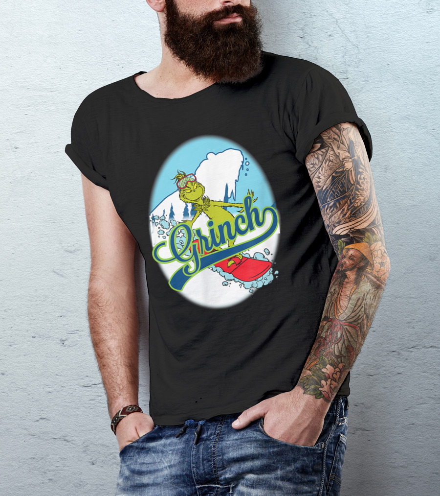 Grinch Snowboarding Dr Seuss Style Adventure T-Shirt