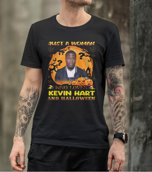 Just A Woman Who Loves Kevin Hart And Halloween Pumpkins T-Shirt